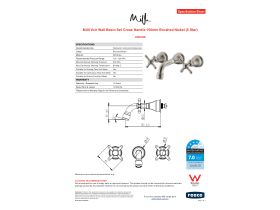 Specification Sheet - Milli Voir Wall Basin Set Cross Handle 150mm Brushed Nickel (5 Star)