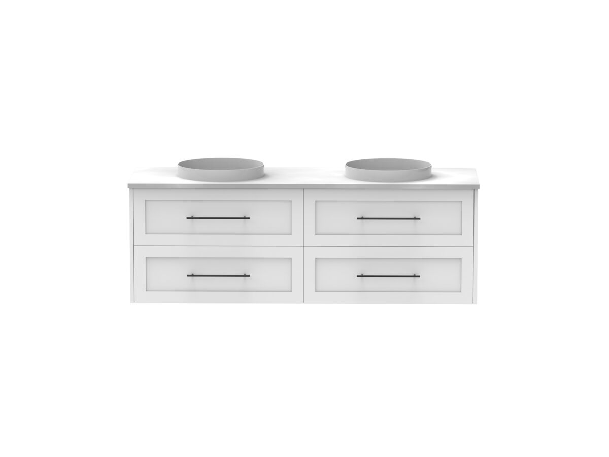 Kado Lux 1500mm All Drawer Wall Hung Vanity Unit 4 Drawers Double Bowl Vanity (No Basin)