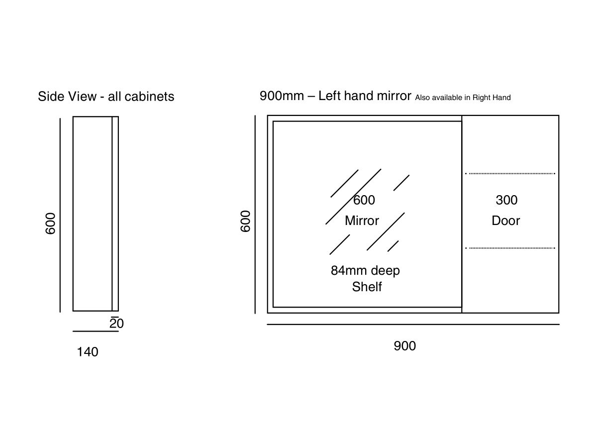 Cibo Habitat Mirror Cabinet 900mm
