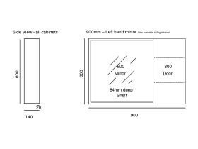 Cibo Habitat Mirror Cabinet 900mm