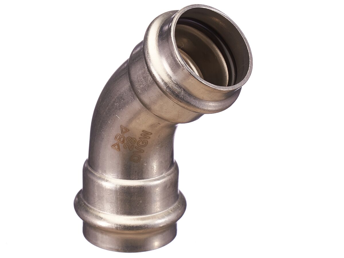 >B< Press Stainless Steel Elbow 45 Degree x 28mm