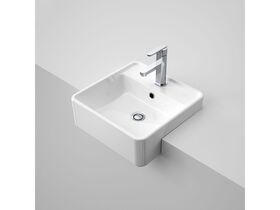 Carboni II Semi Recessed Basin with Overflow 1 Taphole White