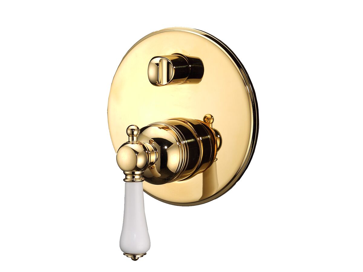 Kado Era Shower Mixer Tap with Diverter Porcelain Brass Gold