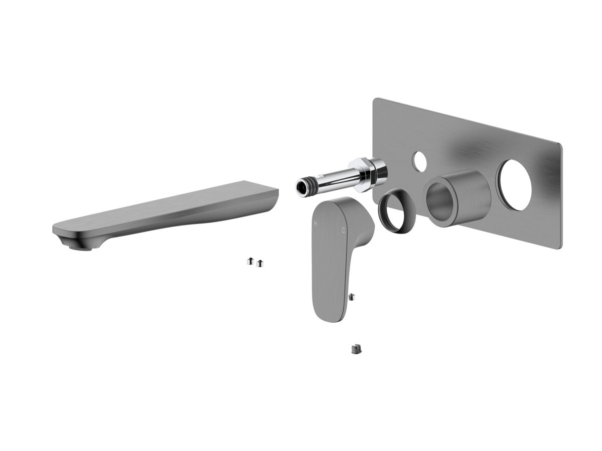 Mizu Silk Wall Basin Mixer Set Kit Brushed Gunmetal (5 Star) from Reece