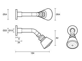 Technical Drawing - Scala Shower Head and Arm