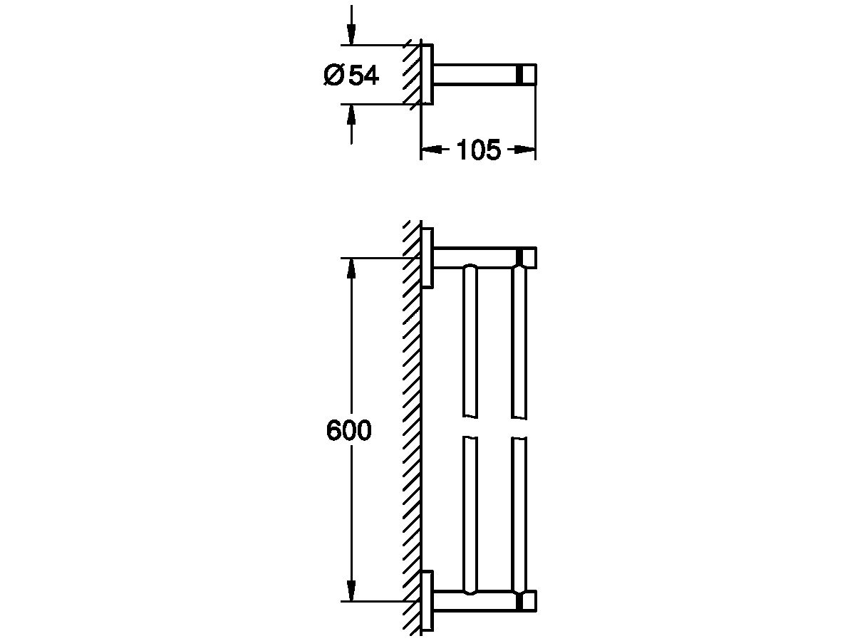GROHE Essentials Accessories Double Towel Rail 600mm Chrome from Reece