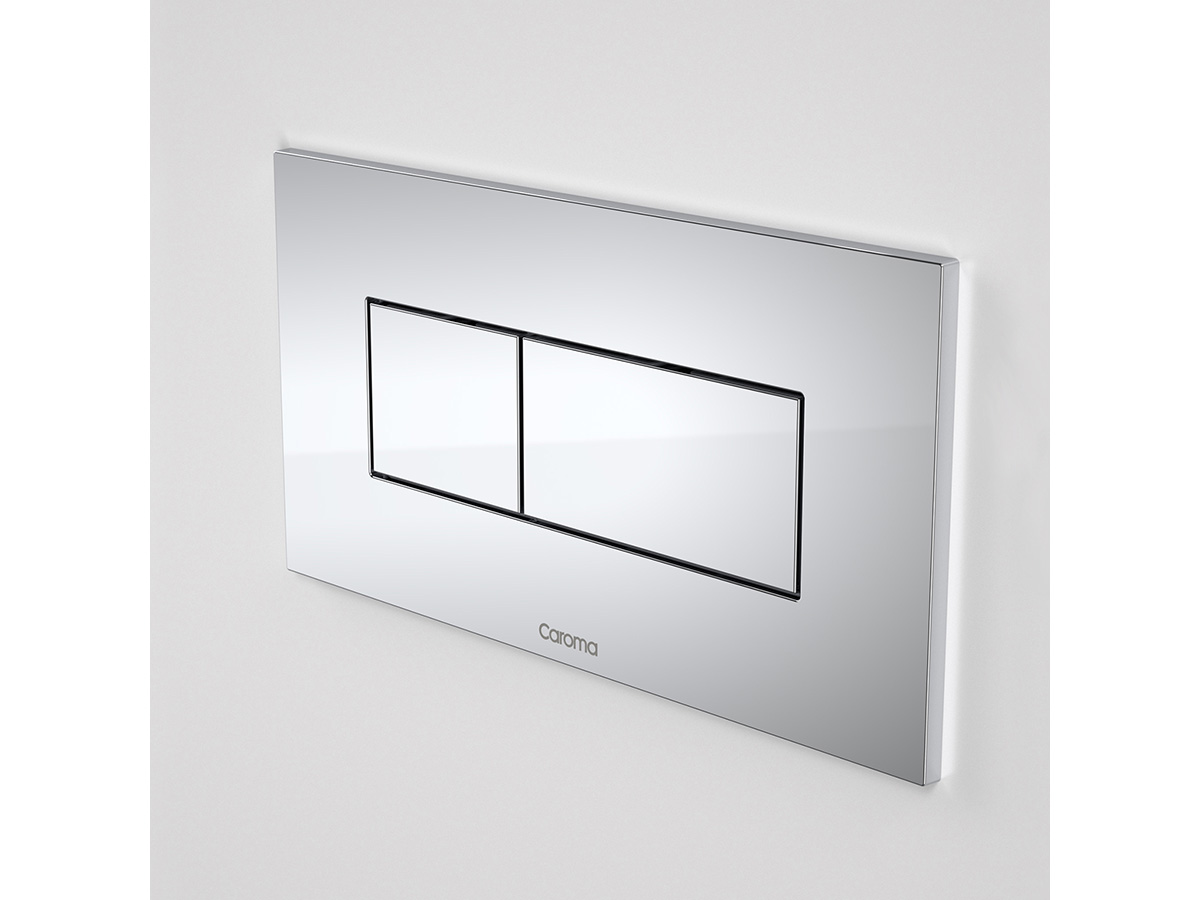 Caroma Invisi II Rectangular Metal Dual Flush Plate/Button Satin Chrome