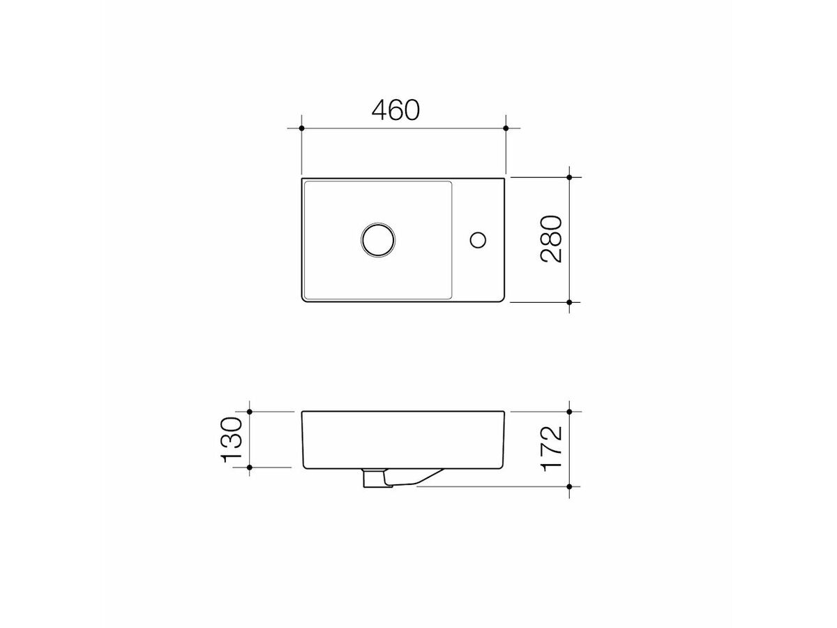 Caroma Urbane II Hand Wall Basin 1 Taphole