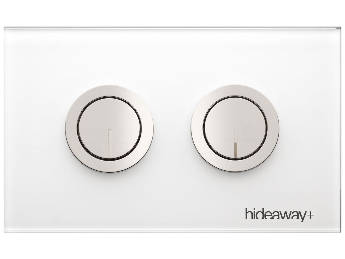 Hideaway+ Round Remote Access Button/ Plate Inwall Glass White Chrome