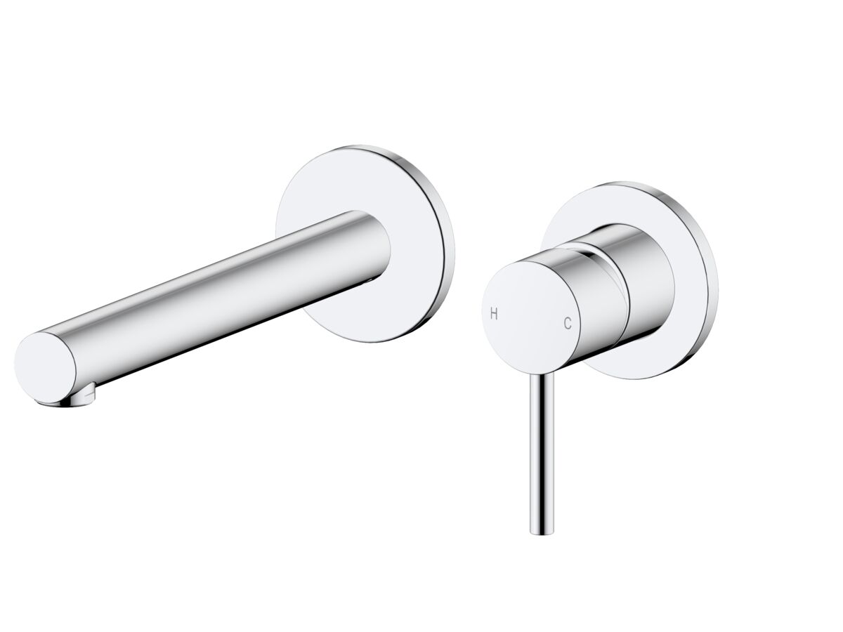 Mizu Drift Wall Basin/Bath Mixer Set Straight Spout with 2-Piece Cover Plate Chrome (6 Star)