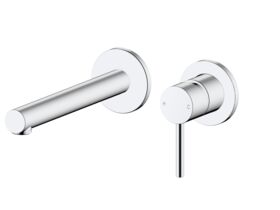 Mizu Drift Wall Basin/Bath Mixer Set Straight Spout with 2-Piece Cover Plate Chrome (6 Star)