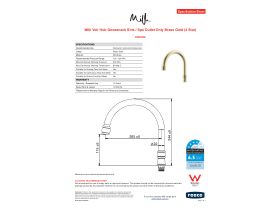 Specification Sheet - Milli Voir Hob Gooseneck Sink / Spa Outlet Only Brass Gold (4 Star)