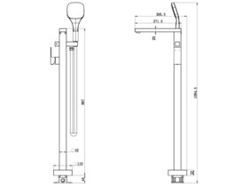 Mizu Bloc Floor Mounted Mixer with Handshower Chrome (3 Star)