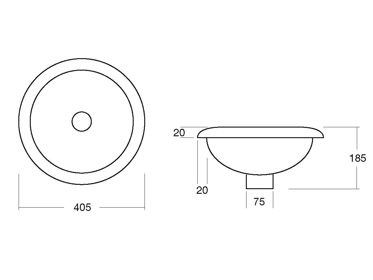 Kado Lux Vanity Basin 400mm White No Taphole with Overflow from Reece