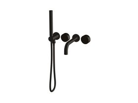 Milli Pure Progressive Bath Mixer Tap System 200mm with Hand Shower Right Hand and Diamond Textured Handles Matte Black (3 star)
