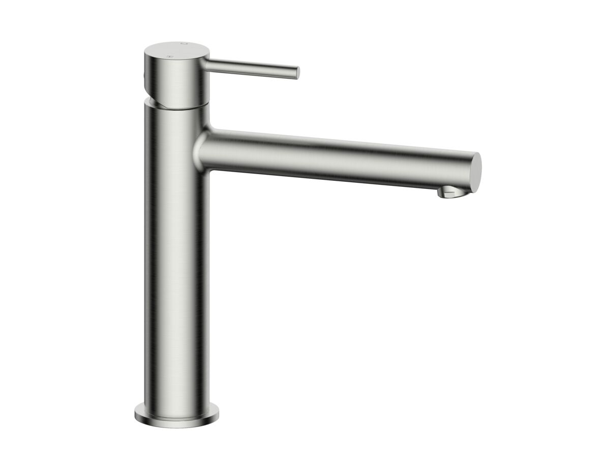 Mizu Drift Mid Basin Mixer Straight Spout Brushed Nickel (6 Star)