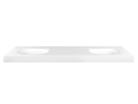Kado Lussi 1500mm Double Bowl Rear Shelf Wall Basin with Overflow Matte White Solid Surface