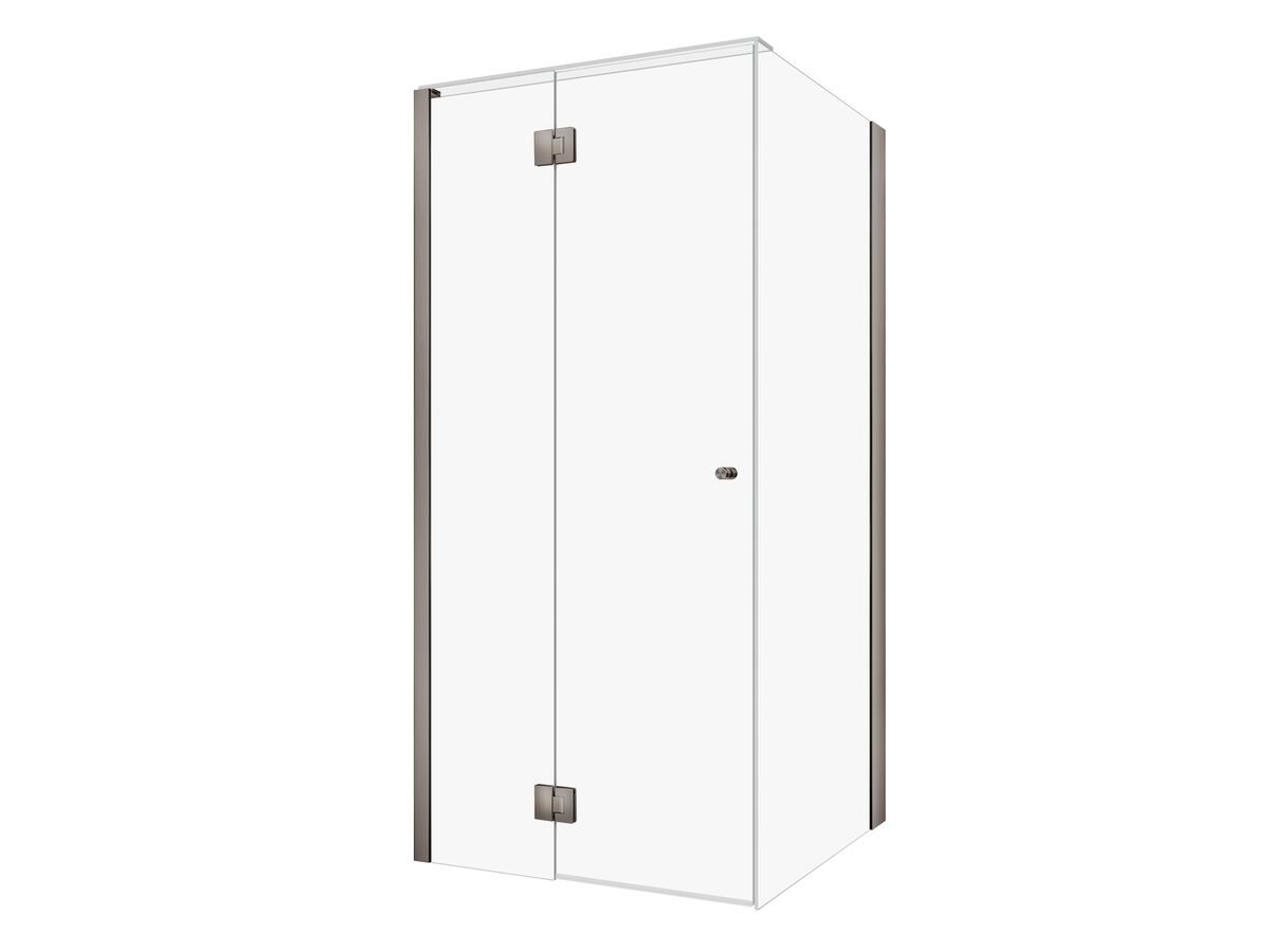 Hero - Kado Lux Frameless Enclosure with Wall Channel 1200 x 900mm Brushed Gunmetal