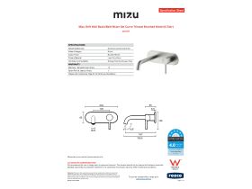 Specification Sheet - Mizu Drift Wall Basin/Bath Mixer Set Curve Trimset Brushed Nickel (6 Star)