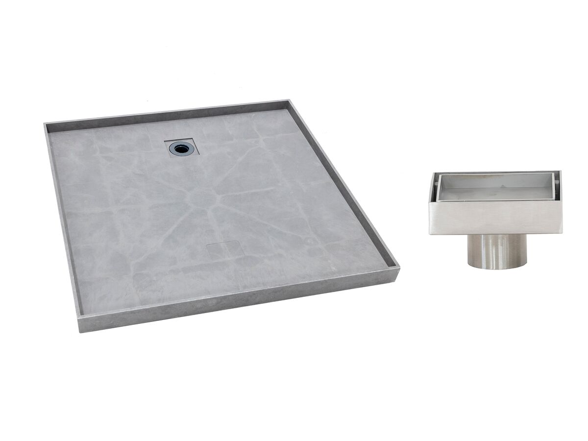 Posh Solus Tile Over Shower Tray with Rear Stainless Steel Tile Insert Waste 900mm x 900mm