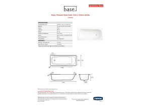 Specification Sheet - Base Pressed Steel Bath 1500 x 750mm White