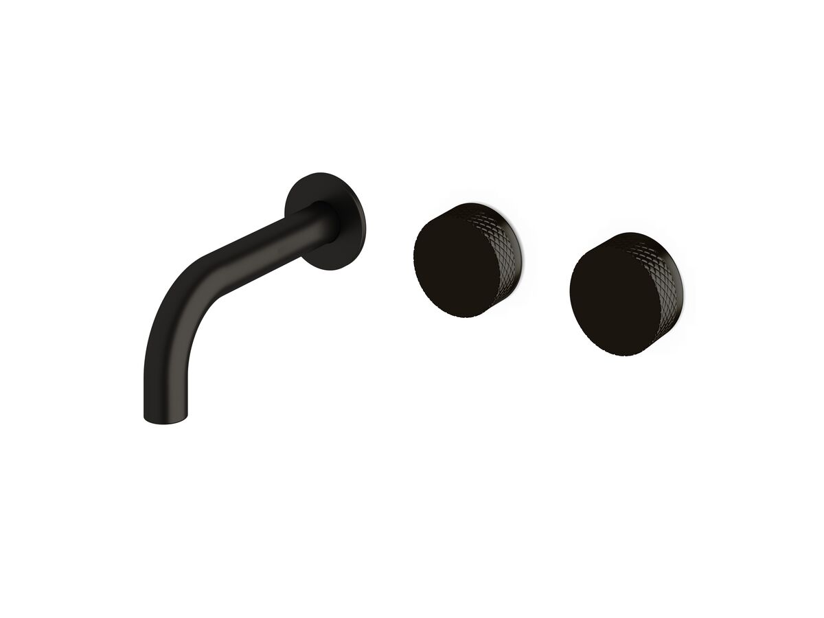 Milli Pure Wall Bath Hostess System 160mm Right Hand with Diamond Textured Handles Matte Black