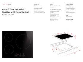 Specification Sheet - Inalto ICI603k Induction Cooktop 600mm 3 Zone