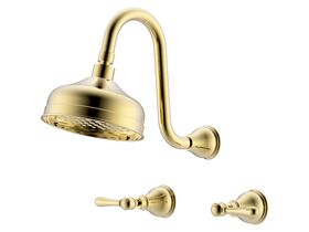 Milli Monument Edit Gooseneck Shower Set Lever Handles Brass Gold (3 Star)