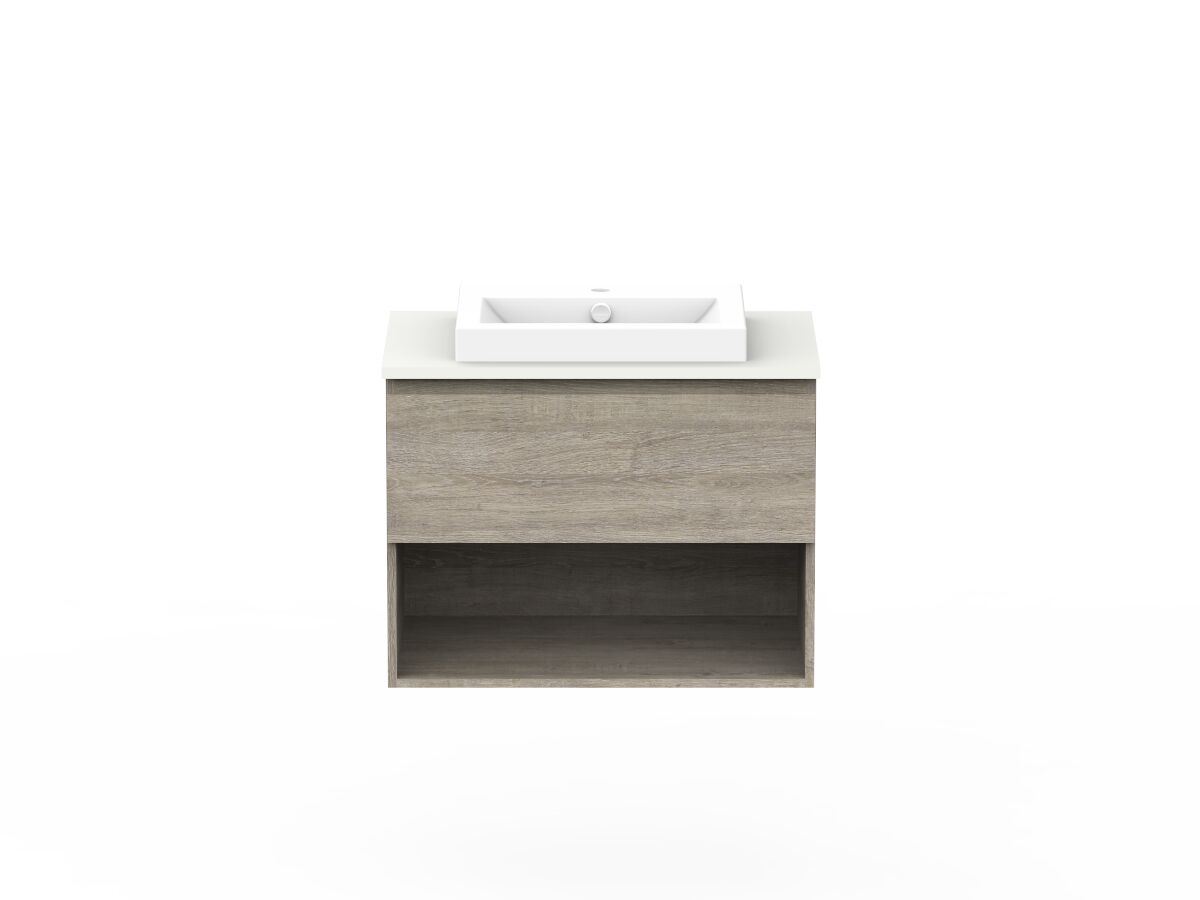 Posh Domaine 750mm Wall Hung Vanity Unit AllDrawer Open Shelf Friday