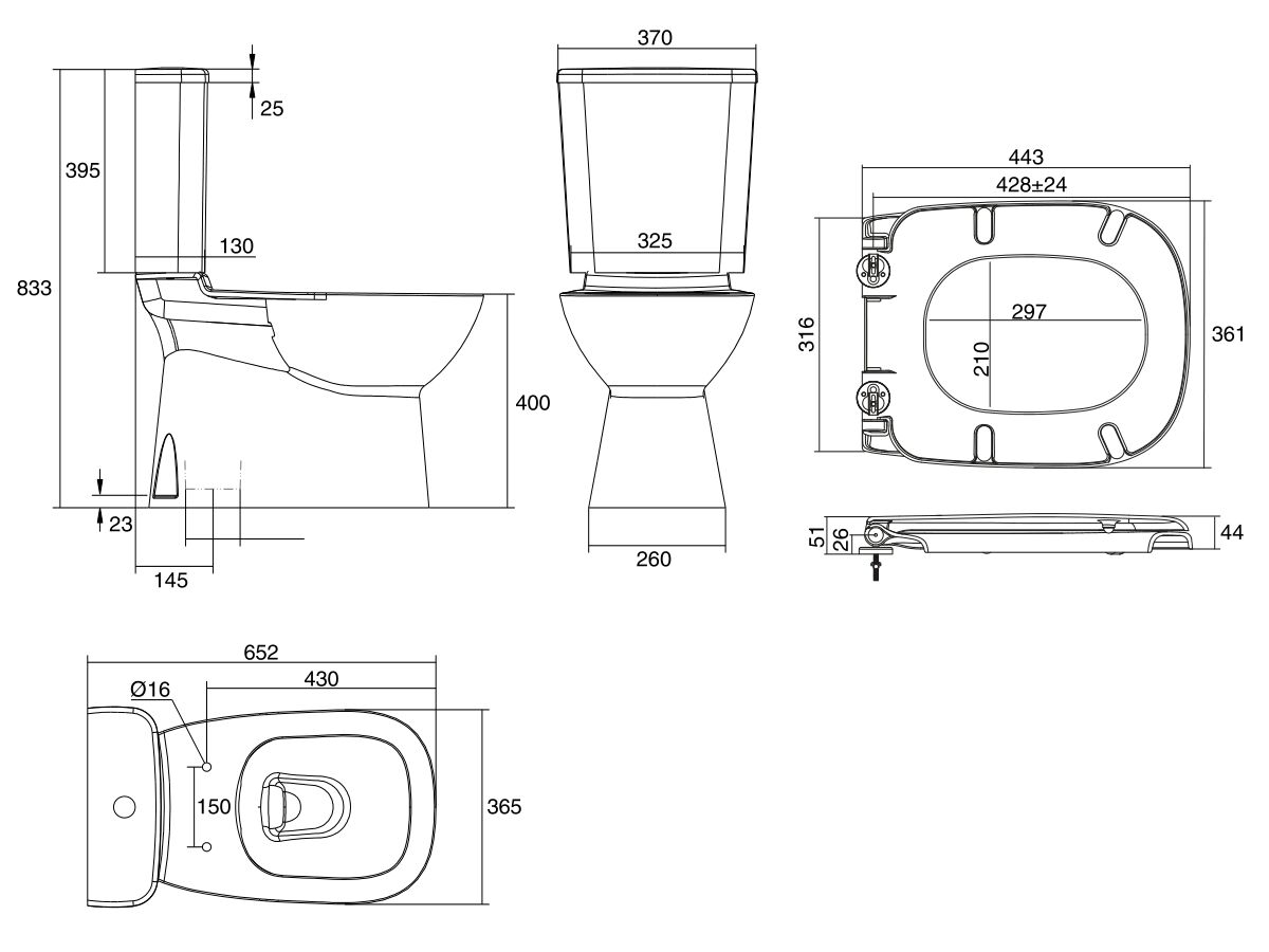 Posh Domaine Close Coupled Rimless Toilet Suite S Trap with Soft Close
