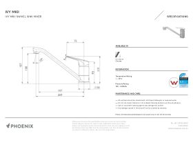 Specification Sheet - Phoenix Ivy MKII Swivel Sink Mixer Chrome