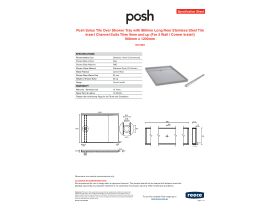 Specification Sheet - Posh Solus Tile Over Shower Tray with 860mm Long Rear Stainless Steel Tile Insert Channel Suits Tiles 9mm and up (For 2 Wall / Corner Install) 900mm x 1200mm