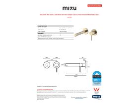 Specification Sheet - Mizu Drift Wall Basin / Bath Mixer Set with Straight Spout 2 Piece Kit Brushed Brass (6 Star)