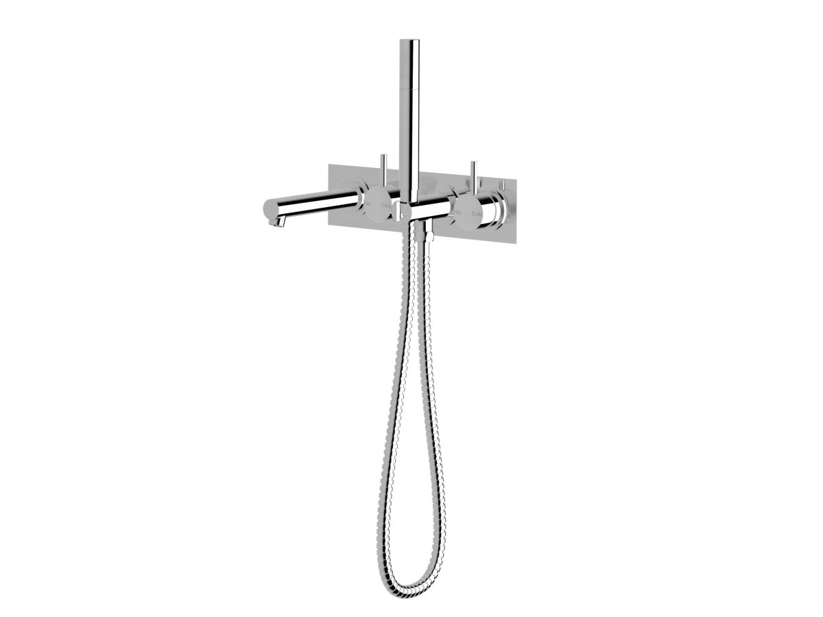Scala Bath Mixer Tap System Straight 160mm Outlet Right Hand Operation with Handshower Chrome (3 Star)