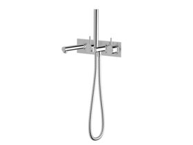 Scala Bath Mixer Tap System Straight 160mm Outlet Right Hand Operation with Handshower Chrome (3 Star)