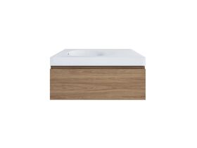 Kado Lussi 900mm Wall Hung Vanity Unit with One Soft Close Drawer Timber Finish