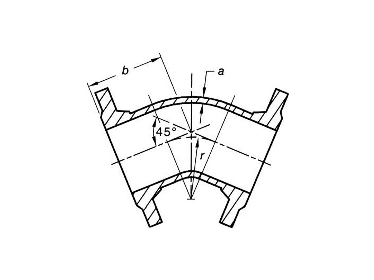 Dimax Ductile Iron Bend (Flange x Flange) PN16 B5 150mm x 45 Degrees