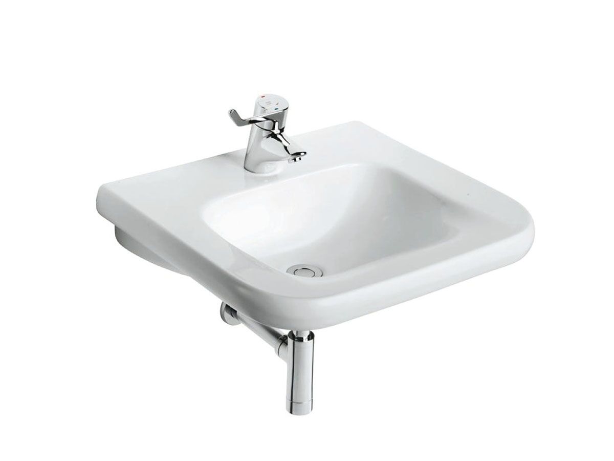 Portman 21 Accessible Wall Basin with Fixing Bolts 600mm 1 Taphole White