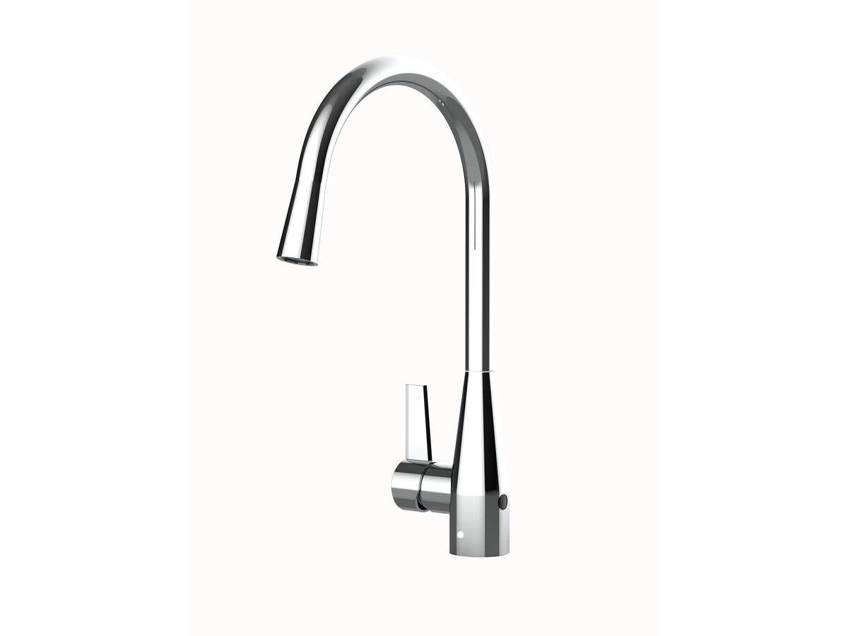 Memo Sia Sensor Gooseneck Sink Mixer Tap Dual Function Left Hand Lever Chrome (4 Star)