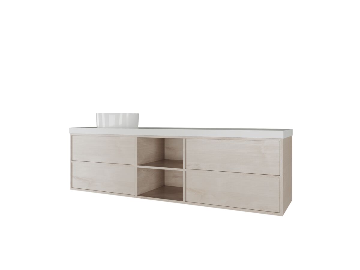 Kado Aspect 1800mm Wall Hung Vanity Unit with Shelf Single Bowl Caesarstone Top