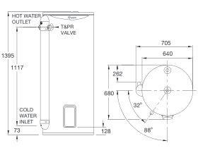 RheemPlus 250L 3.6kW Single Element Electric Hot Water System