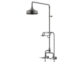 Milli Monument Edit Exposed Twin Telephone Shower Set Lever Porcelain Handles Brushed Gunmetal (3 Star)