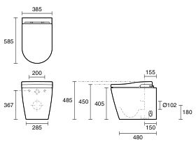 Roca Inspira In-Wash In-Tank Back To Wall Toilet Suite White (4 Star)