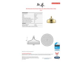 Specification Sheet - Milli Monument Edit Shower Rose Only 200mm Brass Gold (3 Star)