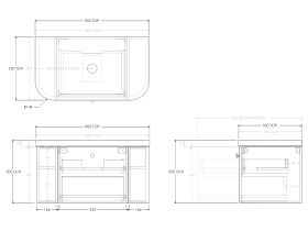 Kado Era 50mm Durasein Statement Top Double Curve All Drawer 900mm Wall Hung Vanity with Center Basin