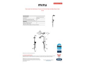 Specification Sheet - Mizu Soothe Twin Rail Shower 3 Function with Top Rail Water Inlet Matte Black (5 Star)