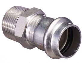 >B< Press Stainless Steel Male Straight Connector 22mm x 3/4""