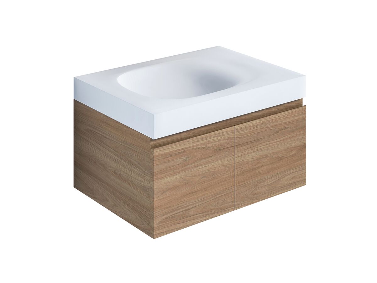 Kado Lussi 700mm Wall Hung Vanity Unit with Two Soft Close Doors Timber