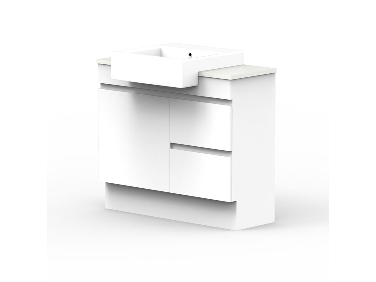 ADP Essence MKII Semi Recess Vanity Unit with Kick 1 Door, 2 Drawer No Basin 900mm