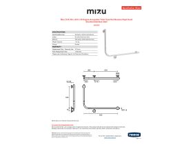 Specification Sheet - Mizu Drift 935 x 600 x 90 Degree Accessible Toilet Grab Rail Modular Right Hand Brushed Stainless Steel